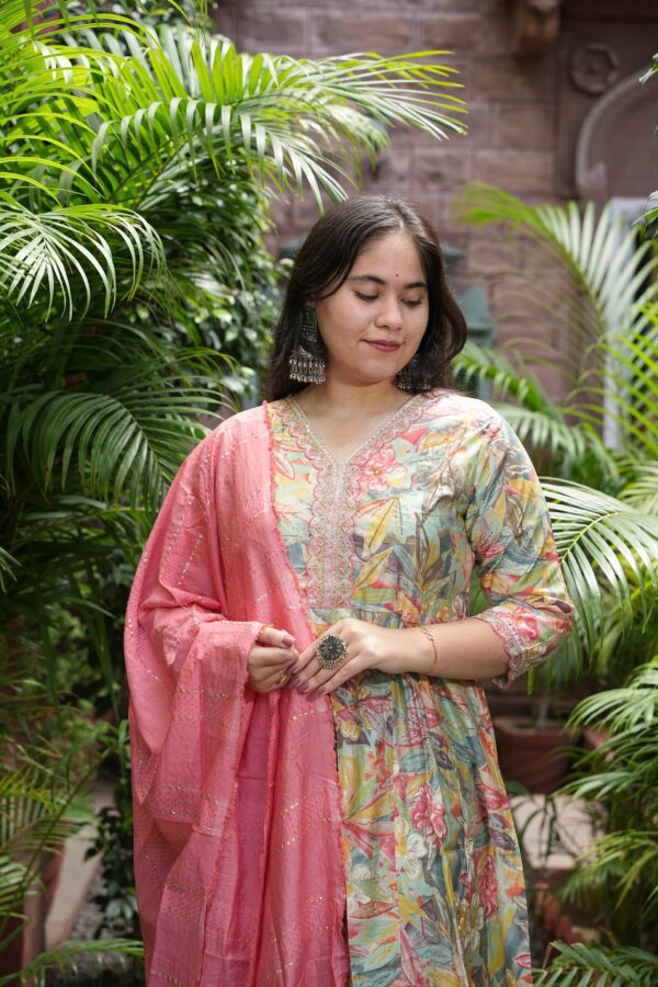 Plus ‑ Gulmohar Chanderi Anarkali