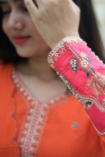 Orange Embroidered Kurta Set