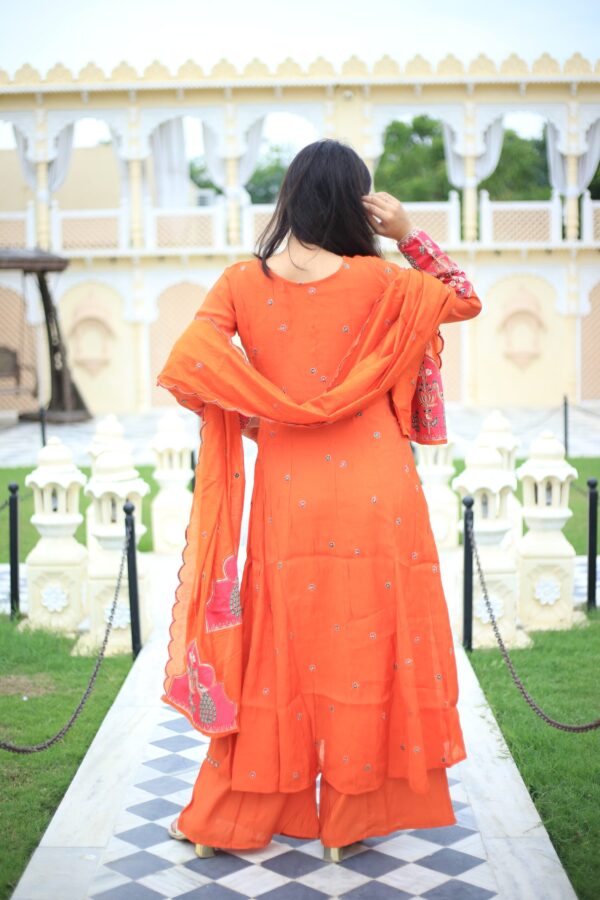 Orange Embroidered Kurta Set