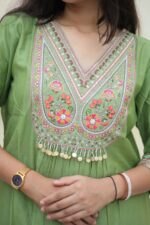 Pastel Embroidered Kurti Set with Floral Print Dupatta