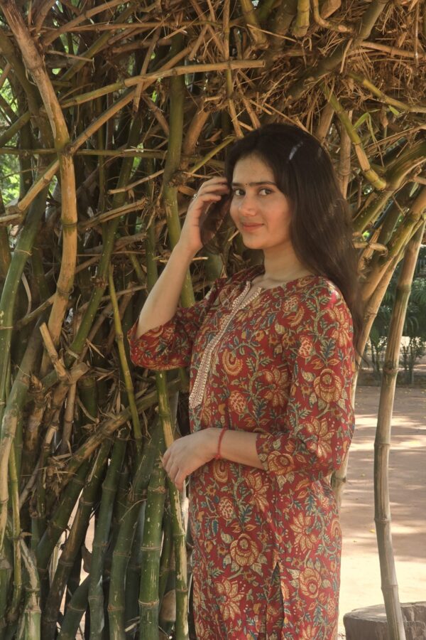 Heritage Floral Print Coord Set - Rust Red