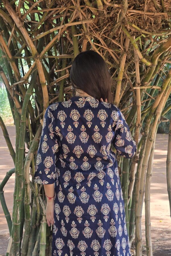 Indigo Handblock Print Button - Front Coord Set