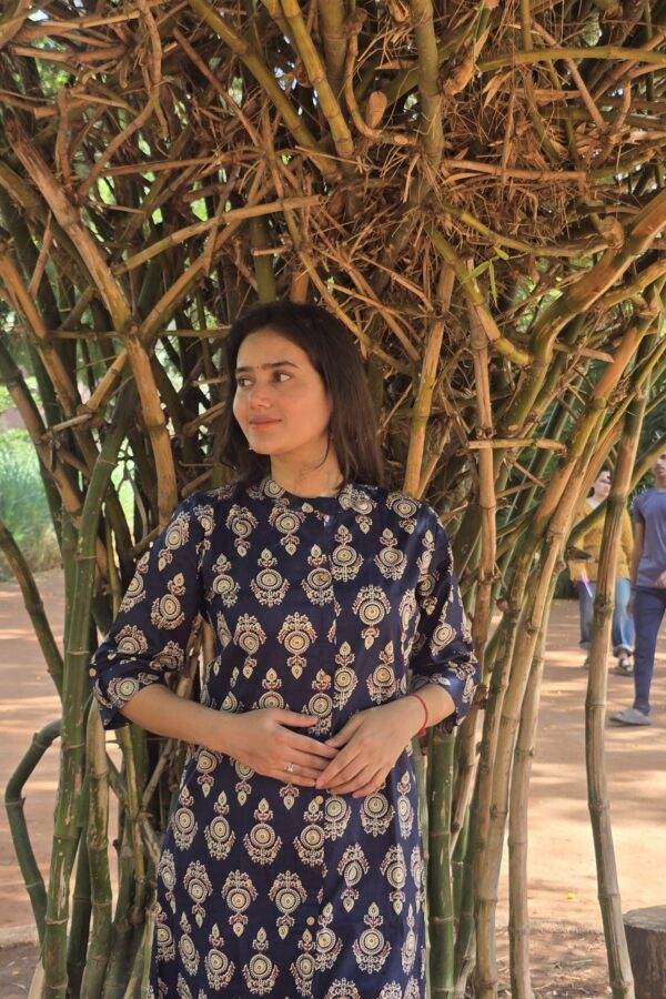 Indigo Handblock Print Button - Front Coord Set