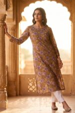 Mocha Bloom Cotton Kurti