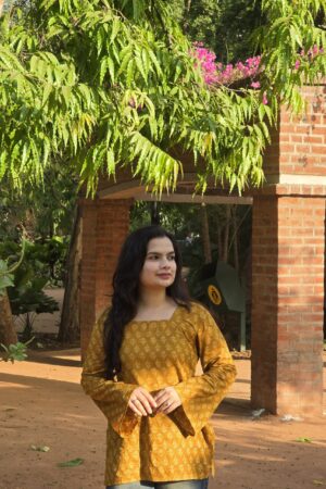 Mustard Glow Corset Kurti-1