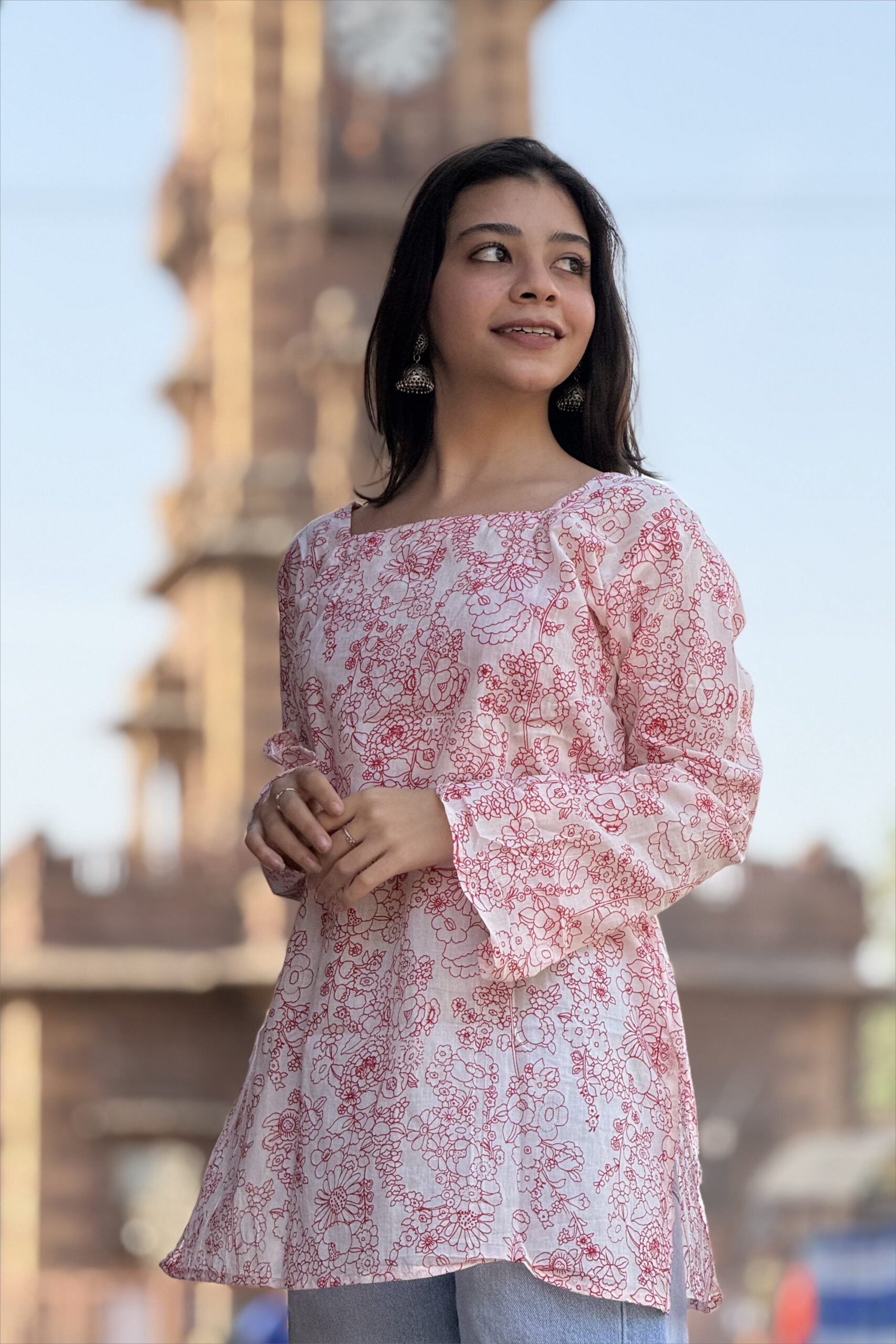Rose Sketch Cotton Tunic