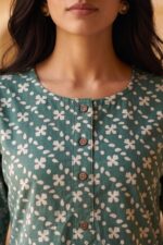 Sage Blossom Printed Cotton Kurti